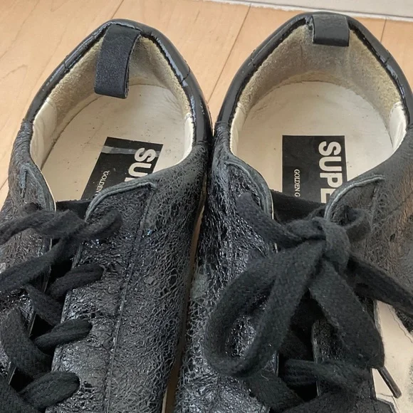 Golden Goose Black Leather Sneakers with White Star Accent - Picture 4 of 4